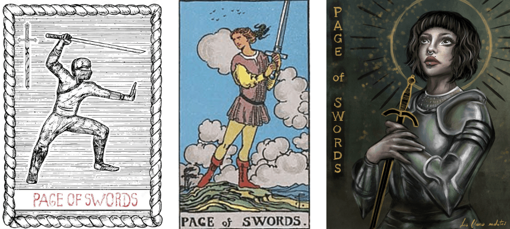 Page of Swords as Feelings: Explore Ideas and a Curious Mind in Love, Career, and More.