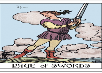 Page of Swords as Feelings: Explore Ideas and a Curious Mind in Love, Career, and More.