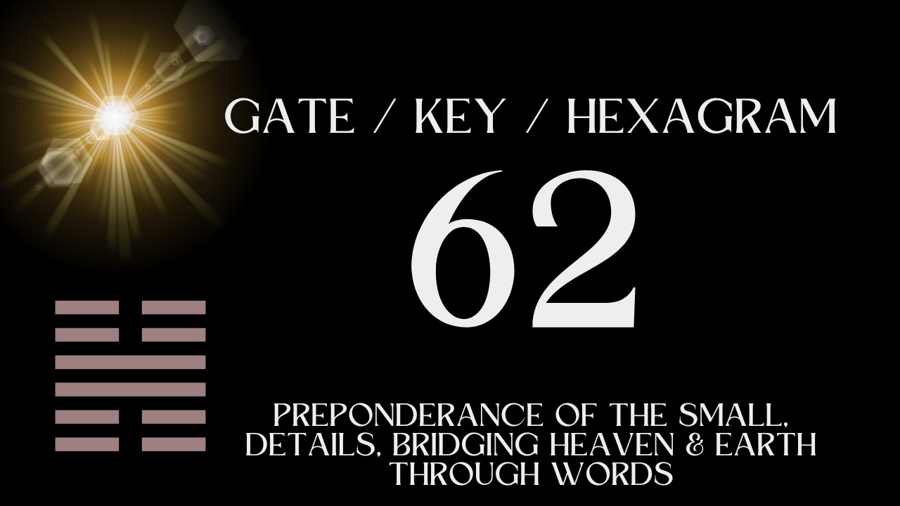 Hexagram 62 The I Ching: How to use it everday life.